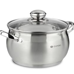 Daniks Classic Stainless Steel Stock Pot with Glass Lid