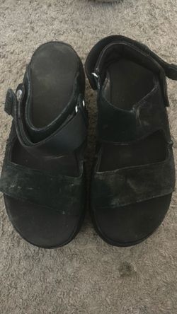 Black Strappy Sandals with Velcro Closure