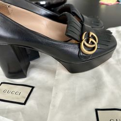 Gucci GG Fringe Leather Platform Pump