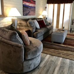 Like New Sleeper Sofa And Swivel Chair Set 