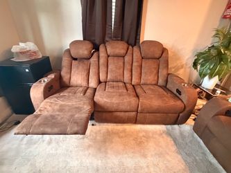 Ashley Home Brown Suede Couch -Good Condition