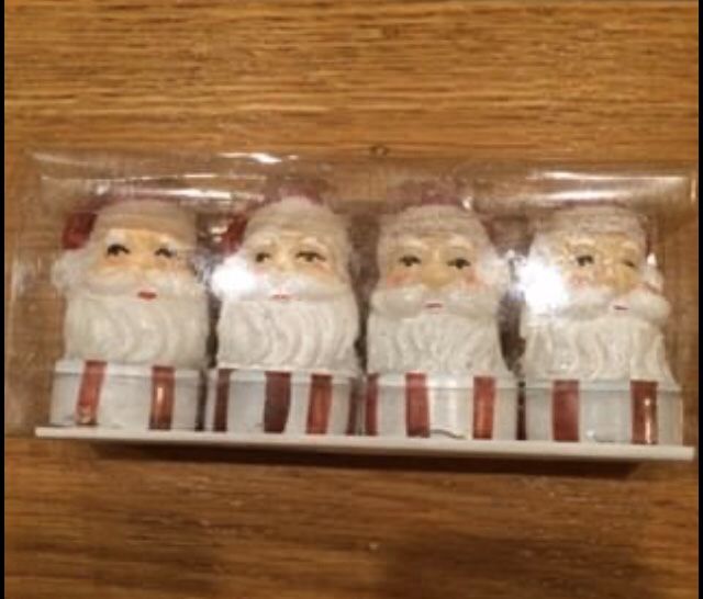 4 Vintage Santa Head Candles