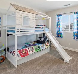 Twin over twin with slide bunk bed