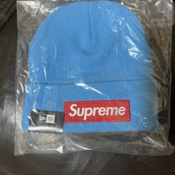 Supreme New Era Box Logo Beanie (FW25) Cyan