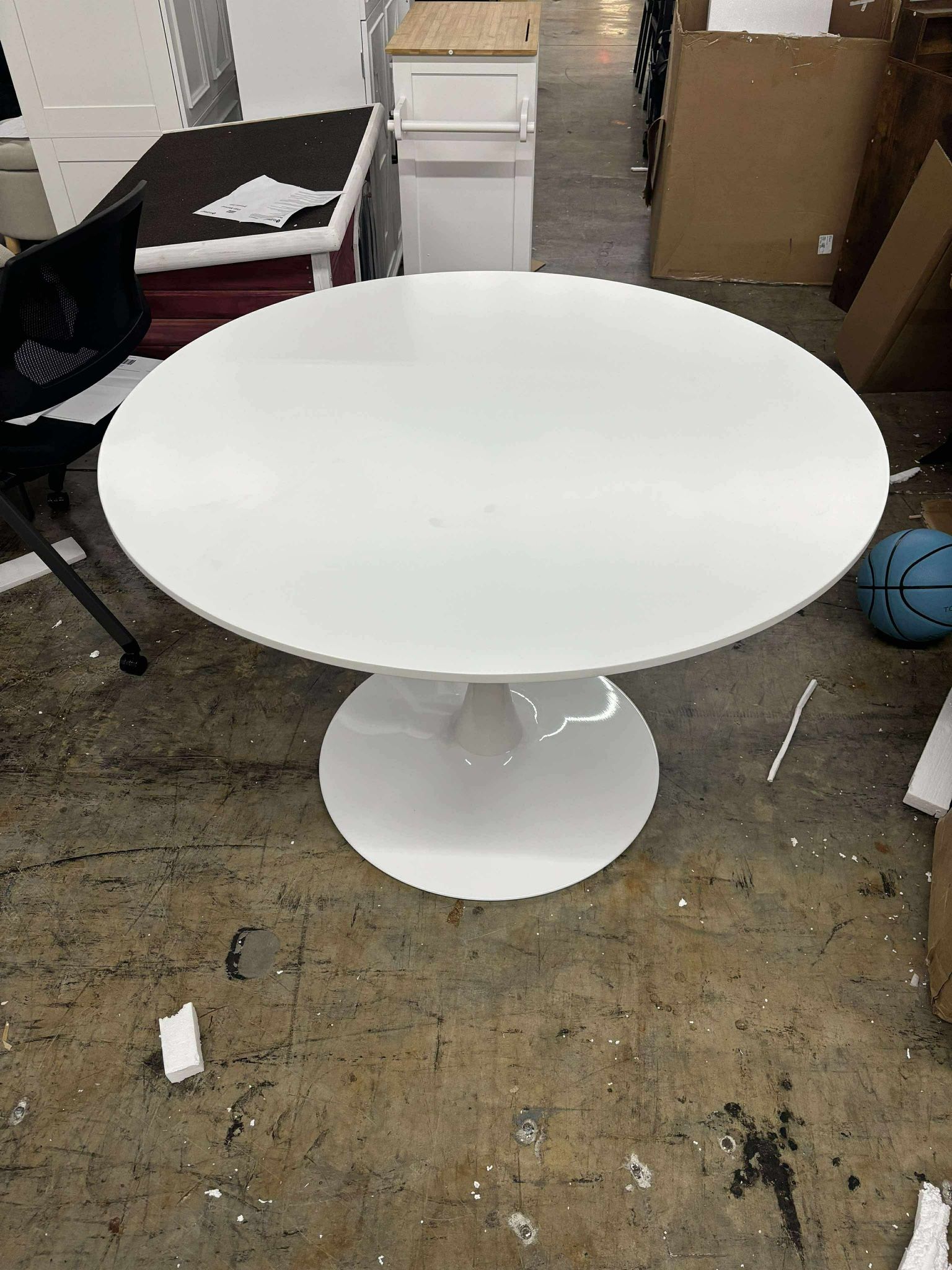 42 inch White Round Dining Kitchen Table Pedestal Base Mid-Century Modern Tulip Circle Table