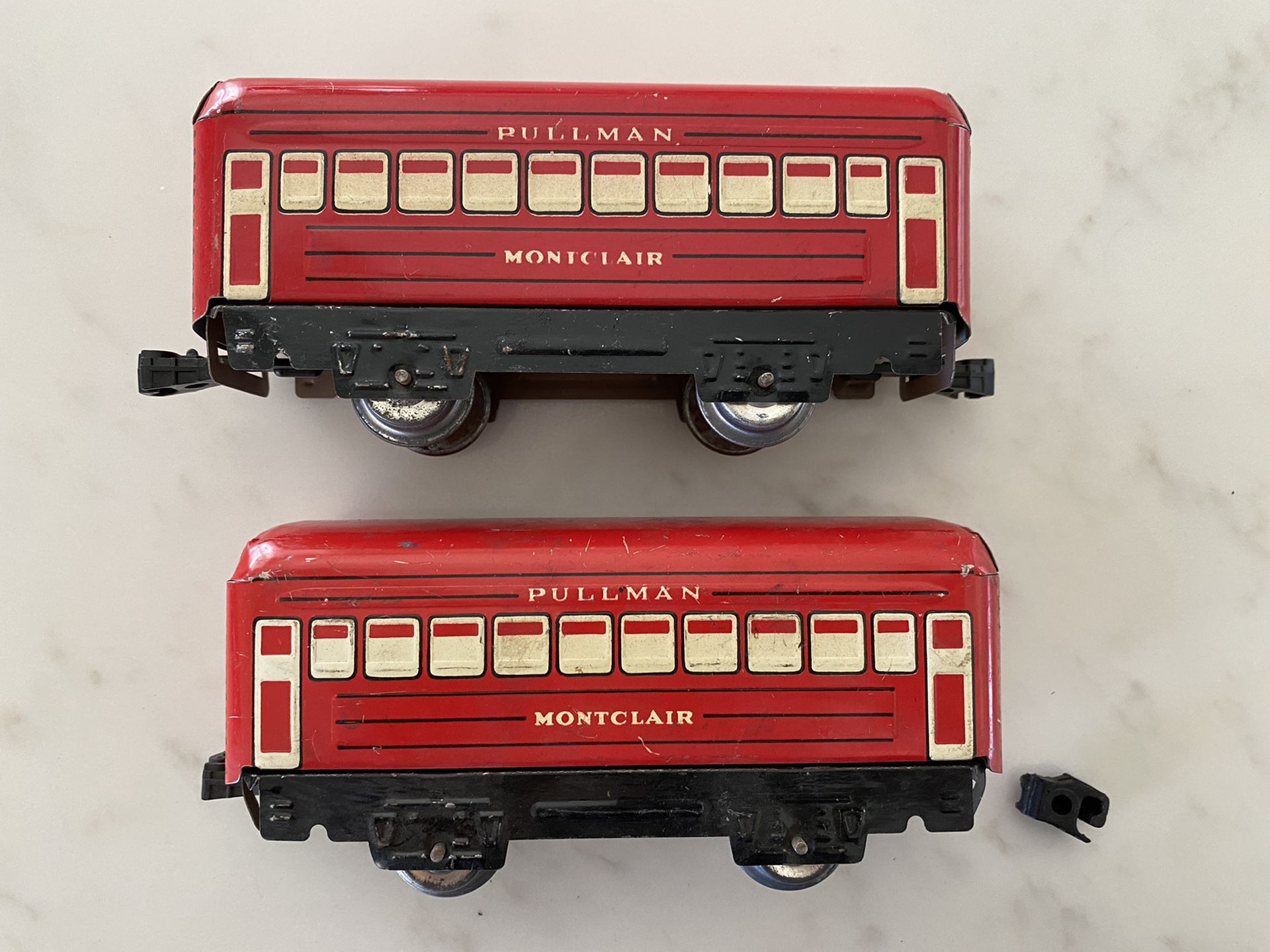 Vintage Marx Montclair Pullman Red Train Passenger Cars
