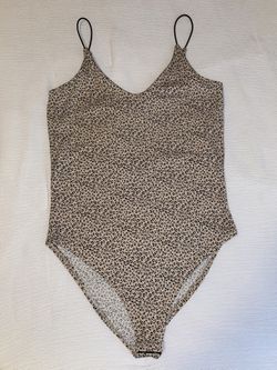 Gaze Bodysuit Womens Large Cheetah Tan Black One Piece Sleeveless Elastic strap