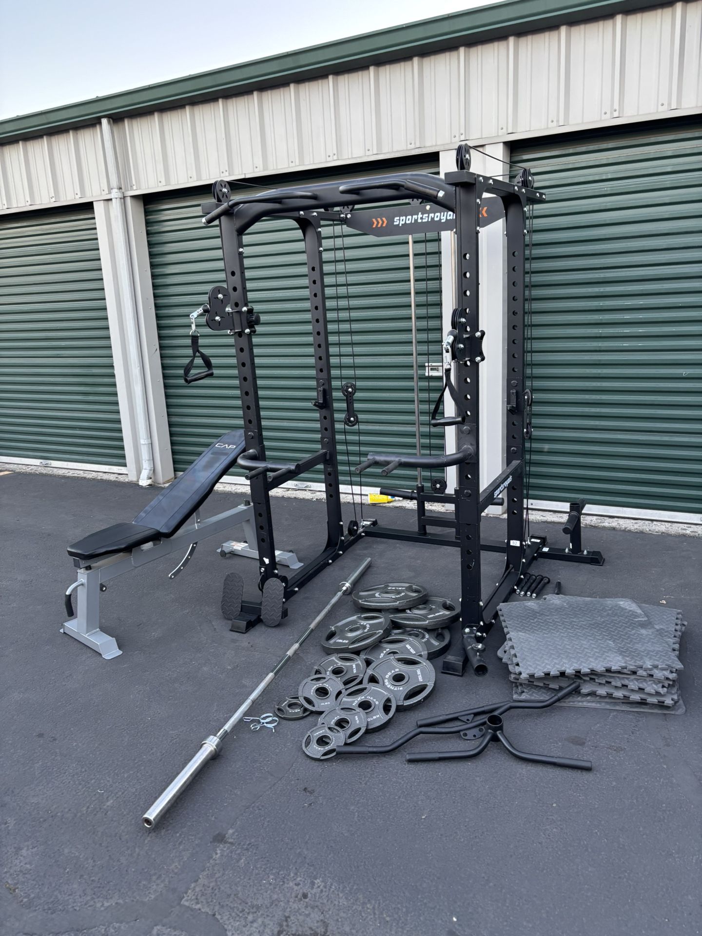 Functional Trainer Power Rack Weights Bar Weight Bench