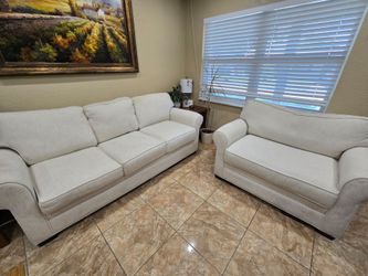 White Sofa and Armchair