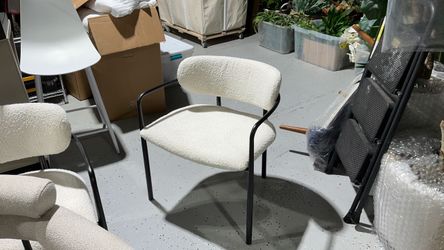 2 Boucle Accent Chair with Black Metal Frame