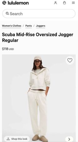 Lululemon Scuba Mid-Rise Oversized Jogger XS – Light Ivory