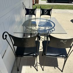 Square Glass Dining Table With 4 Chairs
