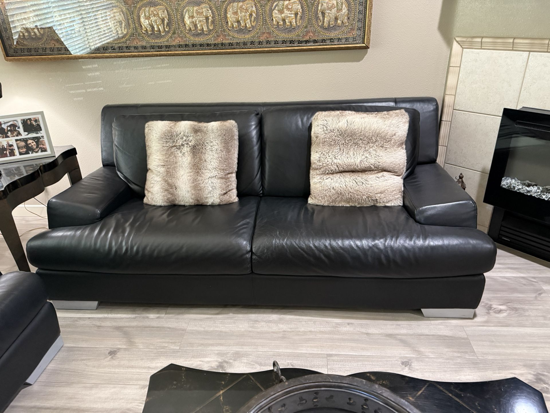 Dania Two Black Leather Sofas- $1,000 For Both Sofas