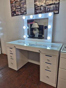 White Vanity Set, Mirror And Vanity Base, New In The Box.