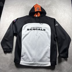 Reebok Cincinnati Bengals NFL Pullover Hoodie Mens Size XL Black White Football