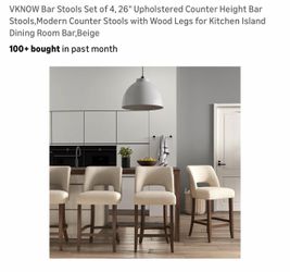 Set of 6- Brown leg and Beige Fabric 26” counter height bar stool