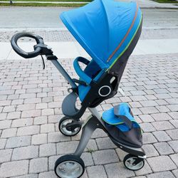 For Sale: Used Stokke Stroller + Green Bassinet