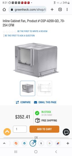 Exhaust Fan, Product # CSP-A200-QD, 70-254 CFM