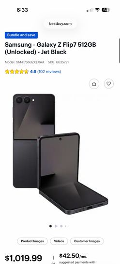 Samsung - Galaxy Z Flip7 512GB (Unlocked) - Jet Black