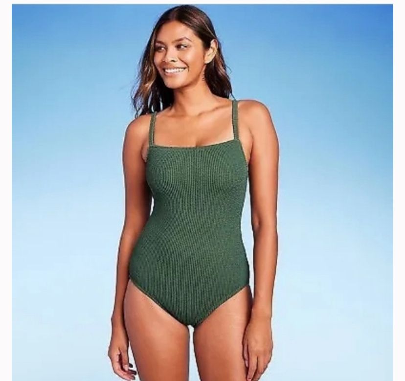 Women's Pucker Textured Square Neck High Coverage Small One Piece Swimsuit - K… NWT/NEW Kona Sol