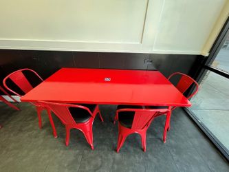 Complete Café Dining Room – 8 Red Metal Tables + 18 Chairs (2026)