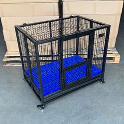 (New in Box) $150 Folding 37” Heavy Duty Dog Crate Cage Kennel, 37x25x33 inches