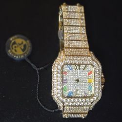 Luxury Diamond Watch Men Fashion Iced Out Square Colorful Number Watches Hip Hop "NO BOX BRAND NEW