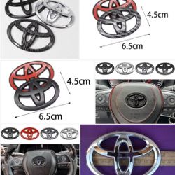 New 64x48 Toyota steering wheel emblem badge In Black Carbon Fiber Gloss Matte Or Silver sold separately.  Shipping Is available