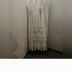 Plus Size Ivory Lace A-Line Boho Wedding Dress 