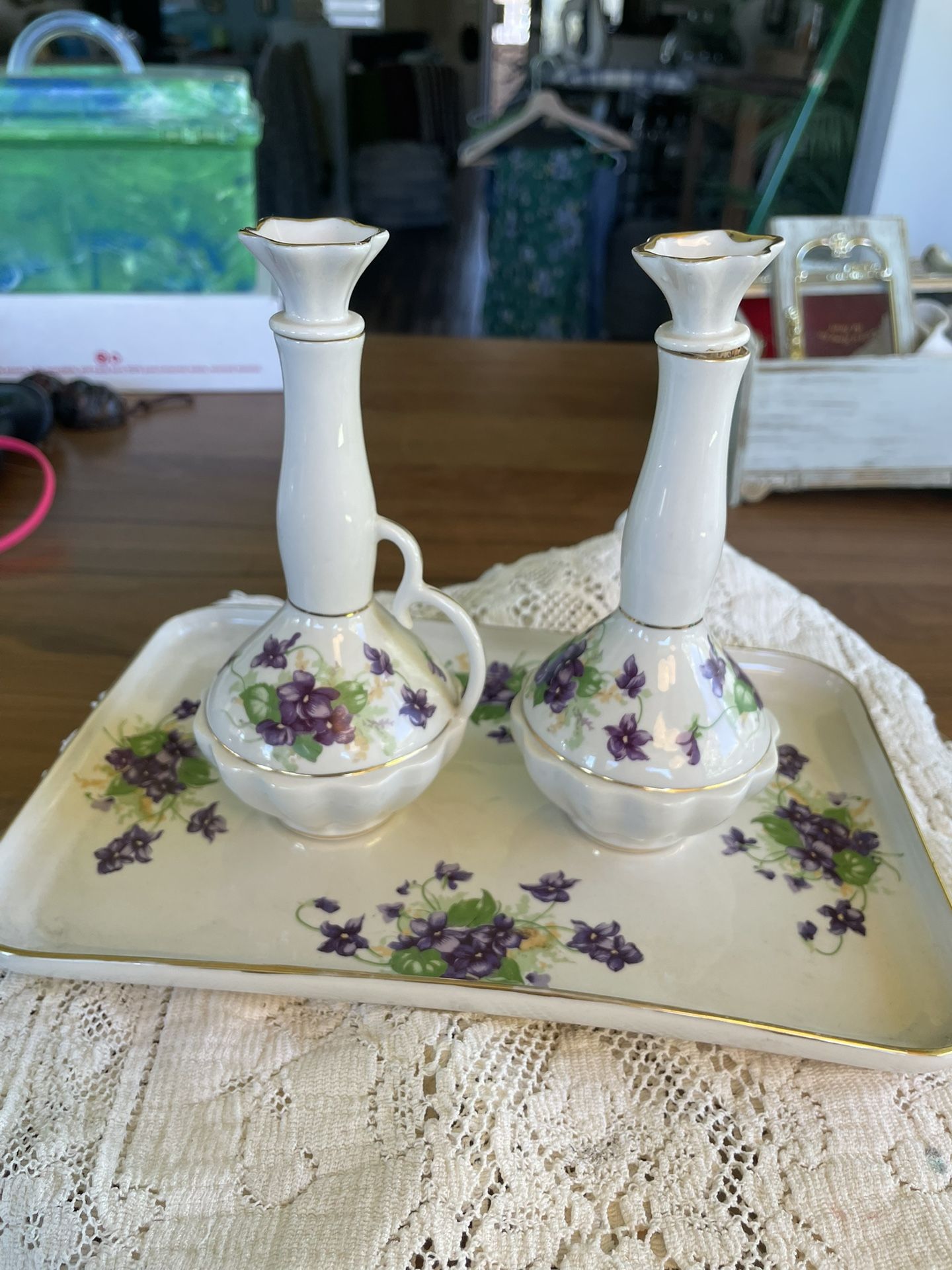 Vintage Hand Painted Porcelain Koalena Vanity Set