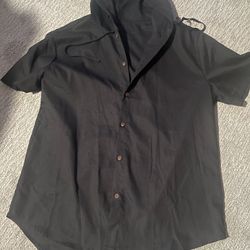 Button front Hooded Shirt by Shein Sz XL