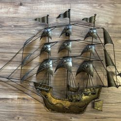 Vintage Metal Ship Wall Art