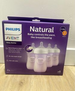 (Light purple) 4 pack Brand New Philips Avent Natural feeding baby bottles plastic