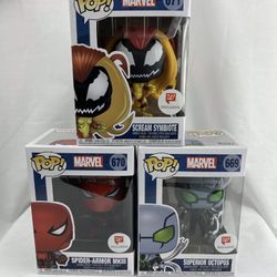 Marvel Funko Pop Scream Symbiote 671 Spider Armor MKIII 670 Superior Octopus 669