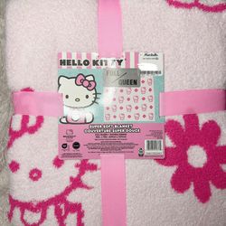 Hello Kitty Super Soft Reversible Blanket Full/Queen Pink Flower