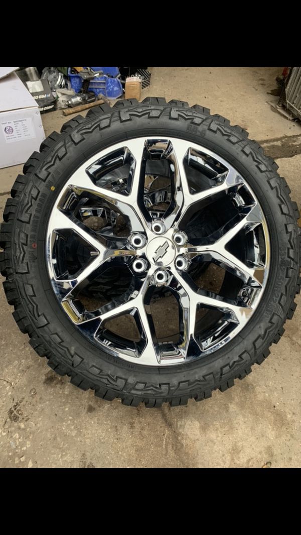 New 22” Chrome snowflake Rims And All Terrain Tires 6 Lug Wheels 22s 22