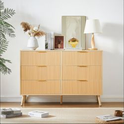 Brand New Sealed 6 Drawer Dresser Natural Wood Chest of Drawers for Bedroom Living Room Entryway
