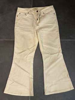 Cream Flare-Leg Jeans