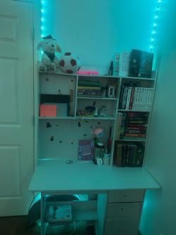Study Desk with Drawers and Shelves