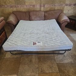 Jennifer Convertible leather sofa with Sealy boxsprings