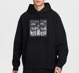 Nike Solo Swoosh Pullover Fleece Hoodie Men Size HV4114-010 patch black new