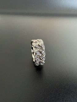 10mm 14K Solid White 1.6ctw Natural Diamond Cuban Link Ring. Size 7.5, 13g