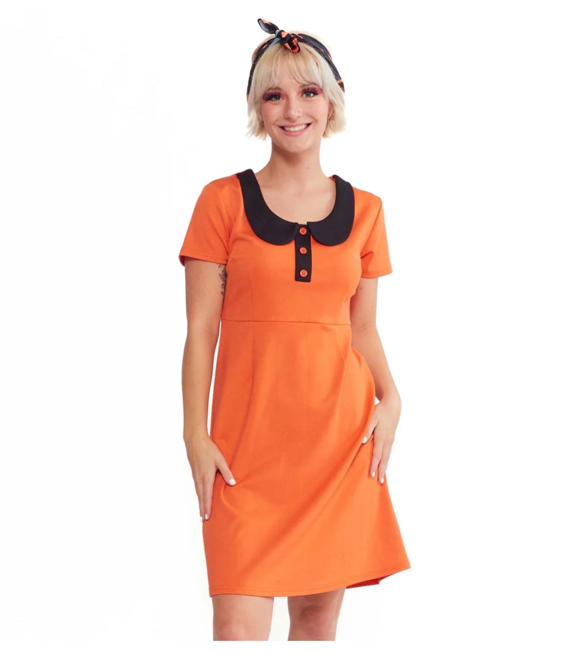 Sourpuss XXL Orange Peter Pan Collar Dress, New With Tags