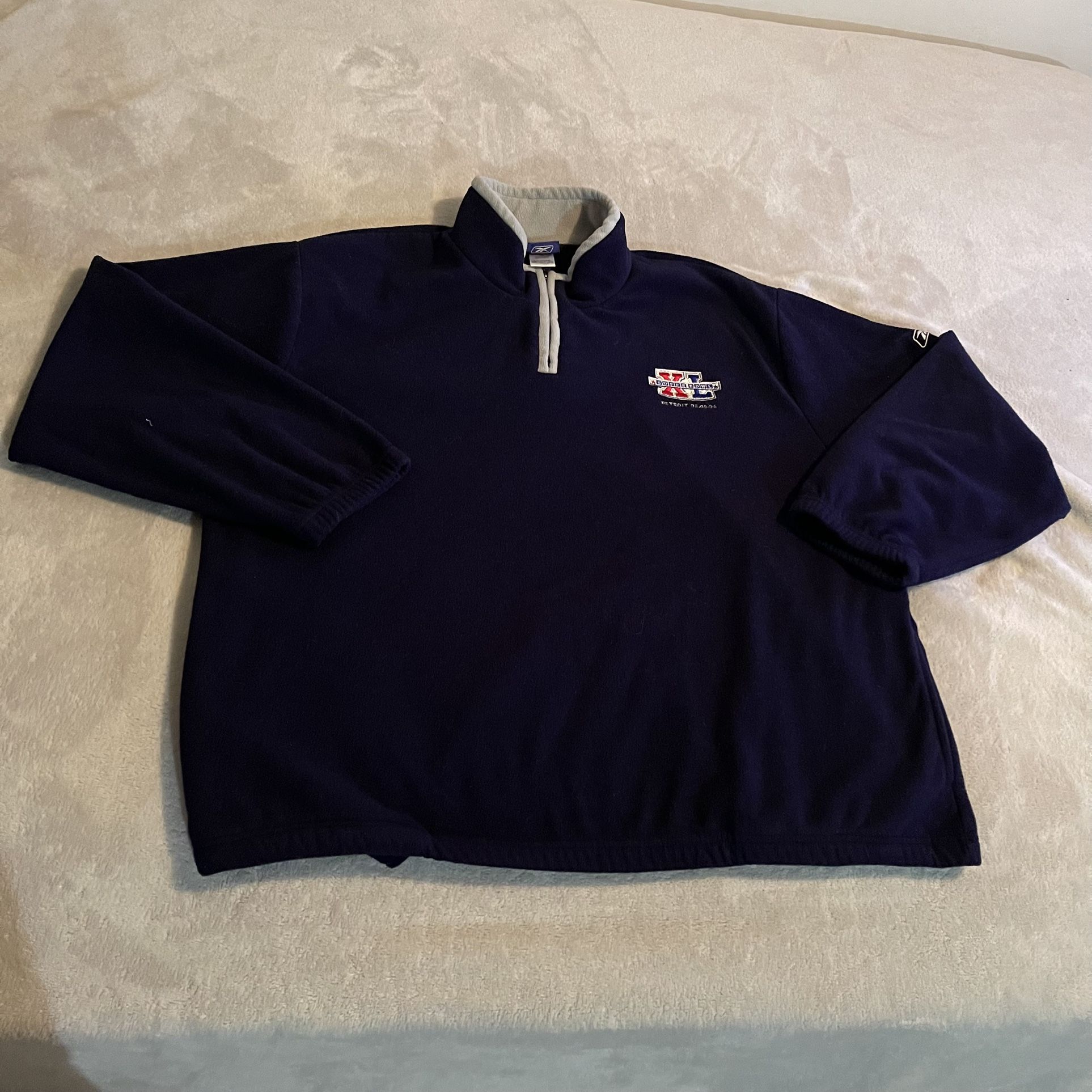 Vintage Reebok Jacket Men 2XL Blue Super Bowl 40 Fleece Sportswear Heavyweight