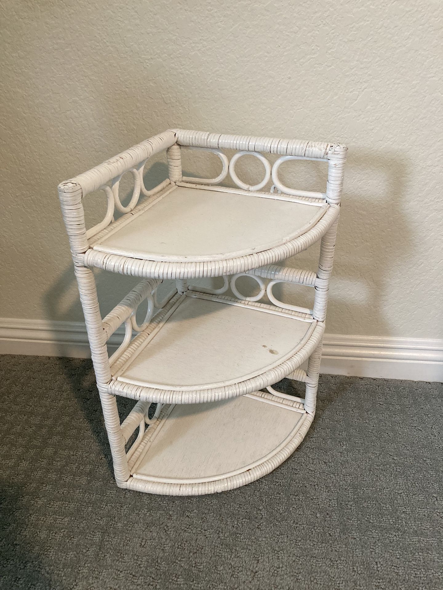 3 Level Wicker Corner Shelf Tabletop or Wall
