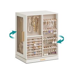 Jewelry Box 360° Rotating with 5 Drawers Cloud White