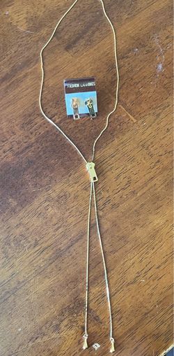 Vintage / Retro gold tone zipper necklace and earrings