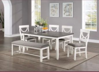 Dining table set  chair and bench