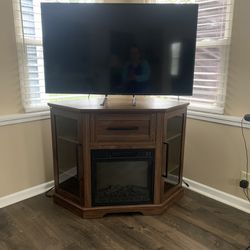 Corner TV Stand With Electric Fireplace