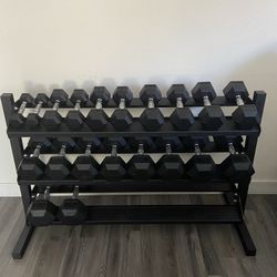 5-50lbs Dumbbells w/Rack 